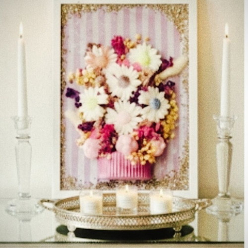 Handmade decorative frame Romantic Vintage & Wax Flowers