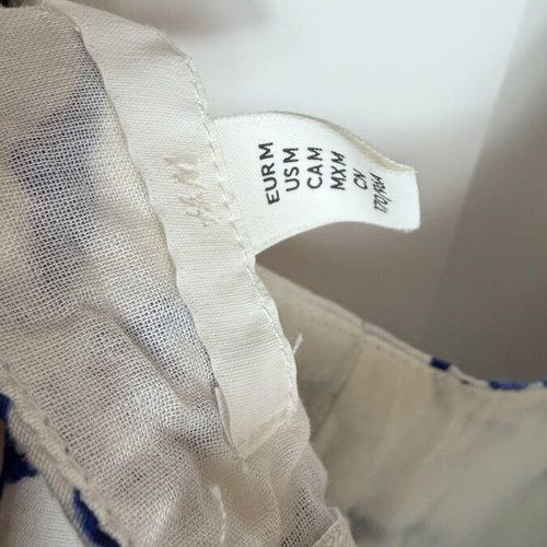 H&M summer dress medium white blue print like new