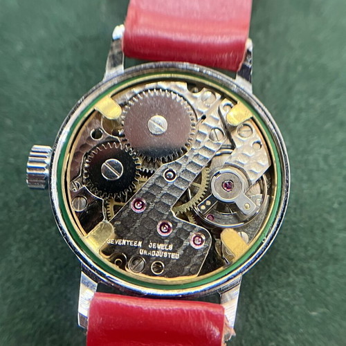 Midas Vintage mechanical wristwatch like new, white and red