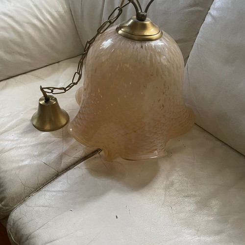 Vintage beige ceiling light made of hand-blown glass alabaster like new