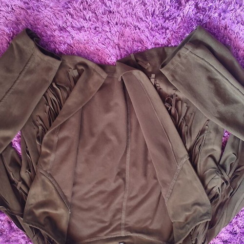Fridge suede light jacket khaki with fringes new, size S-M