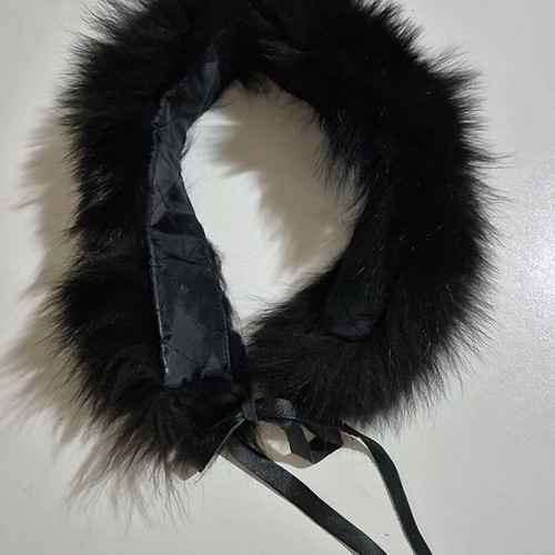 Women's black natural fur collar like new