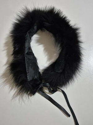 Women's black natural fur collar like new