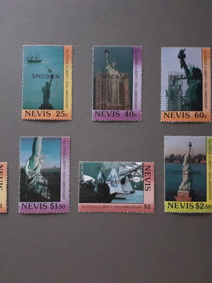 Nevis Specimen Full Set 10 Stamps Statue of Liberty 100th Anniversary New