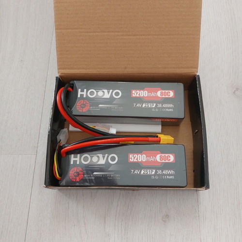 Hoovo LiPo Battery 2S 7.4V 5200mAh 80C Hardcase New Set of 2
