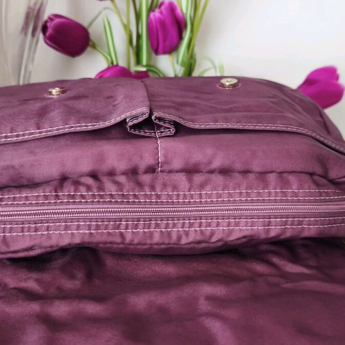 Longchamp Le Pliage shoulder bag purple used with brown leather details