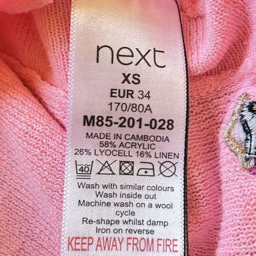 Next Pink Embroidered Swimmer Knit Top XS