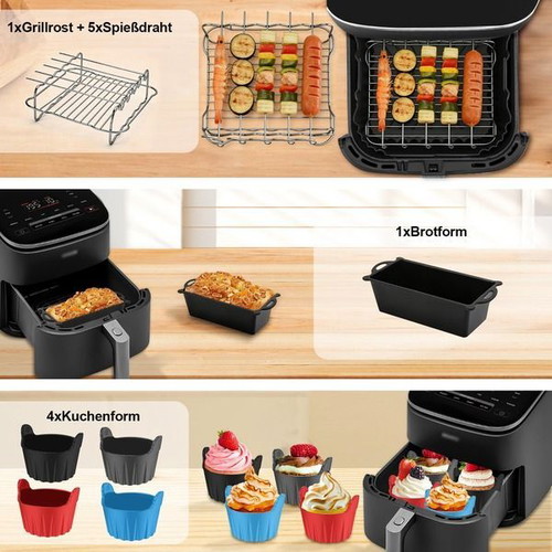 Airfryer accessories set for Cosori and Philips 6.2 l with silicone molds and grill rack