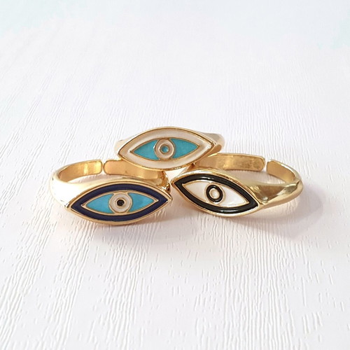 Enamel Eye Ring Gold Plated New