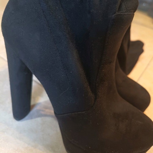 Sante over the knee boots black velvet, 15cm heel, like new