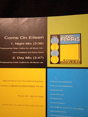 Save Ferris Come On Eileen single used