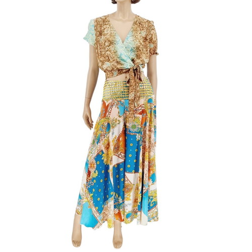 Wide colorful pants 100% viscose new, size M/L by Positano