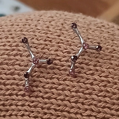 Earrings constellation design with pink and purple rhinestones like new