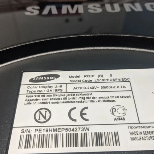 Samsung SyncMaster 932BF 19" LCD monitor used, 1280x1024 resolution