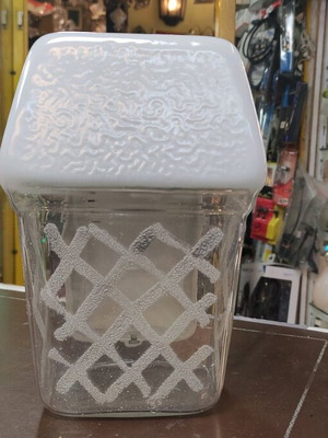 Wall light from 1970 new, white glass