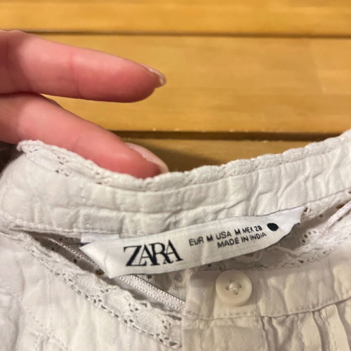 Πουκάμισο Zara λευκό με δαντέλα μέγεθος M μεταχειρισμένο