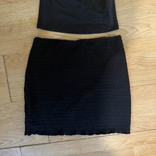 Shein black skirt and Terranova black top set
