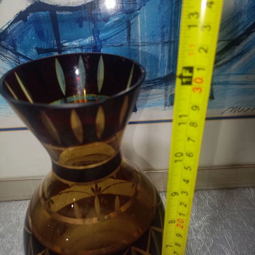 Bohemian crystal vase like new with gold details