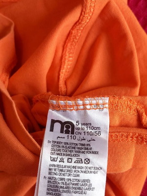 Mothercare children's short-sleeve t-shirt orange like new, 4-5 years
