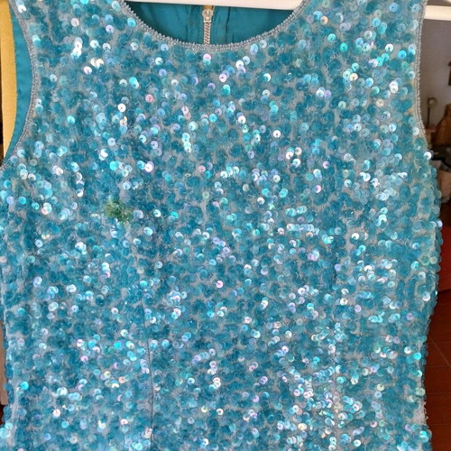 Aslanis women's embellished blouse used with sequins and beads turquoise size L