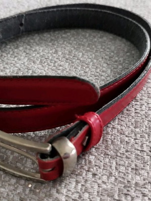 Red belt like new with silver buckle 90cm