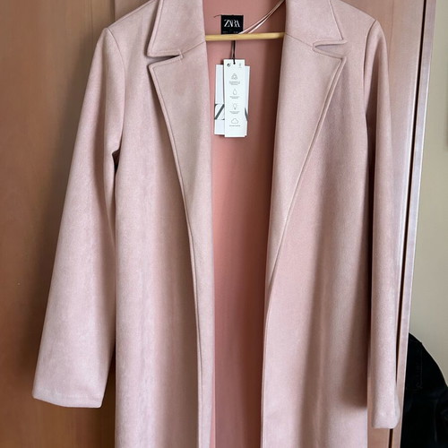 Zara pink coat new with suede effect, unworn