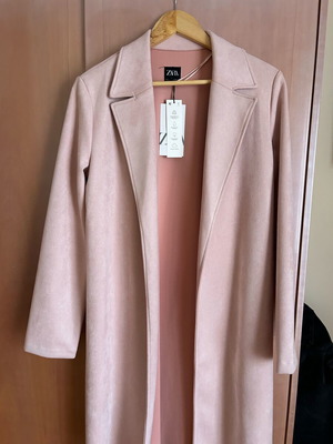 Zara pink coat new with suede effect, unworn