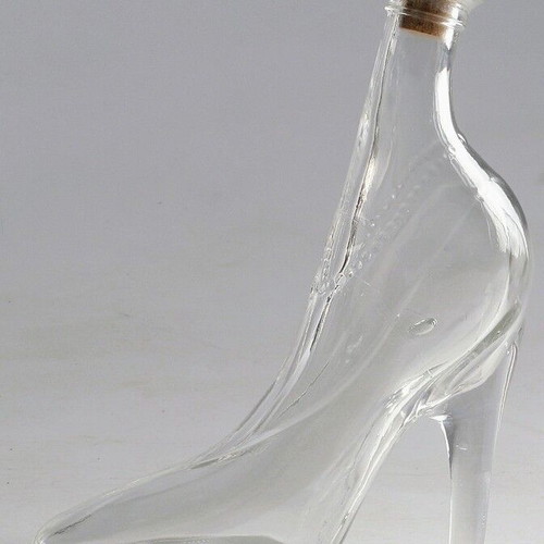 Glass small bottle shaped like stiletto shoe like new