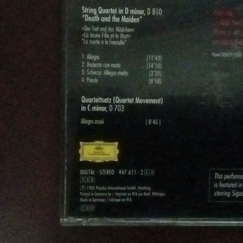 Death and the Maiden CD like new by Schubert