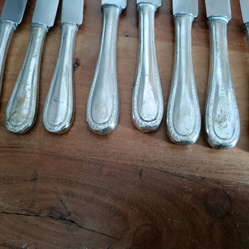 Set of 8 used Inoxydable Extra vintage dinner and dessert knives