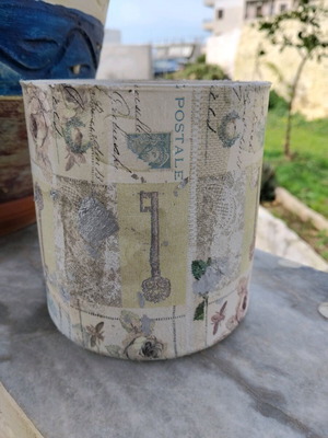 Handmade decorative vase candle holder with decoupage and vintage style new