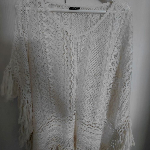 Vila cotton kaftan, ecru, size M-L