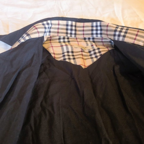 Burberry London black shirt with Nova Check collar and cuffs, size S