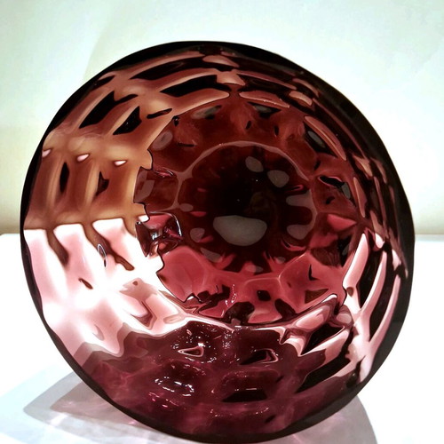 Vintage Amethyst Glass footed dessert bowls σαν καινούργιο, μεσοπολεμικό bohemian