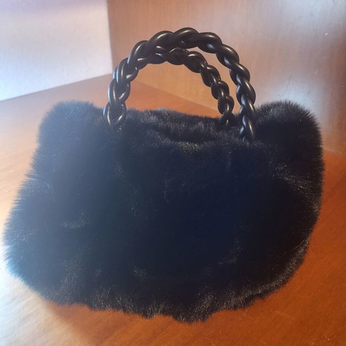 Fur handbag, black