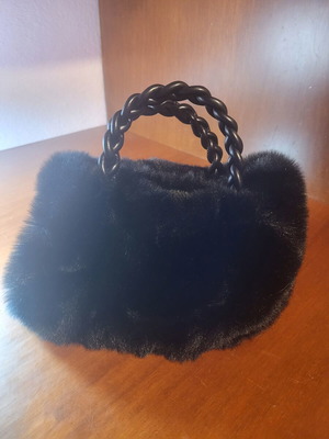 Fur handbag, black