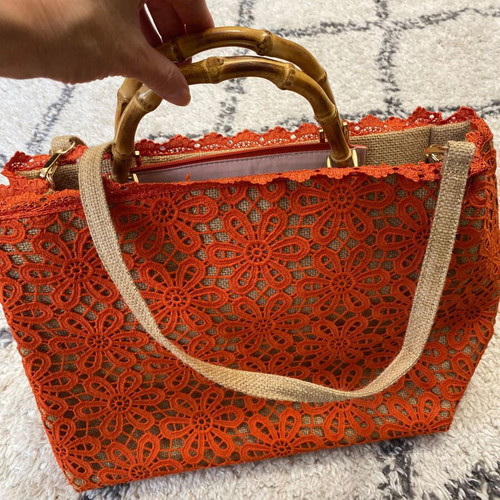 Guess handbag with bamboo handle new, orange