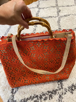 Guess handbag with bamboo handle new, orange