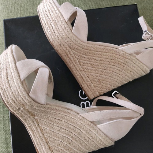 Women's platform shoes new size 39, leather, beige