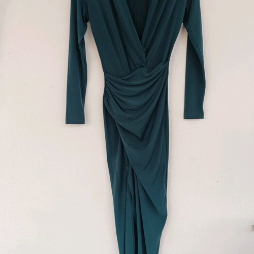 Drape dress cypress with slit like new, size S Asos