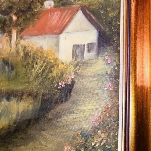 Oil painting on canvas signed by S. Loukisa, used, 70×60 cm with frame
