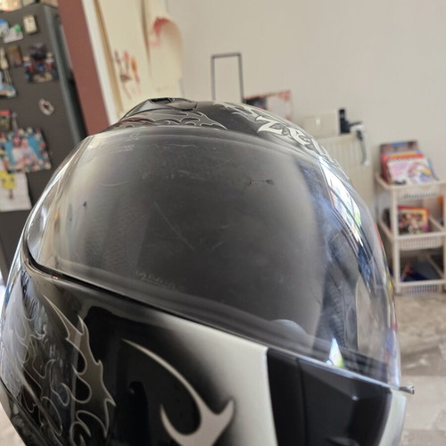 Zeus Full-Face Helmet with Custom Skull Tribal Graphics used
