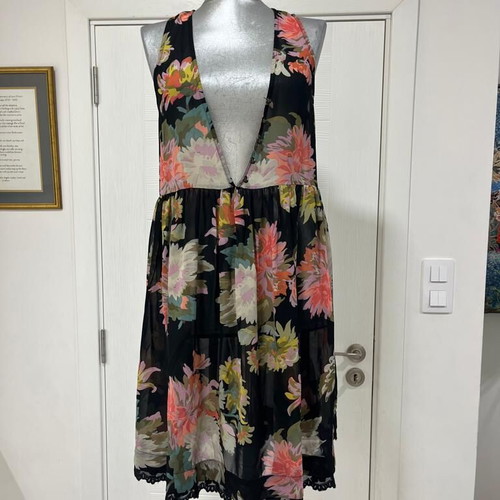 Maeve Anthropologie Violetta Babydoll Dress Tunic Sheer Floral Lace Size XS like new