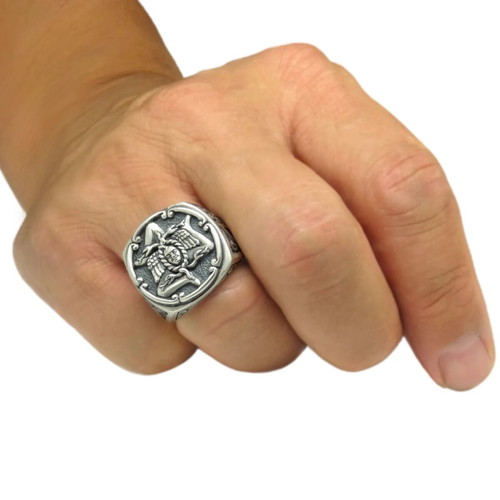 Medusa Triskelion Sicilian Sterling Silver 925 Handmade Ring new