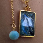 Handmade Marble necklace new, blue and gold