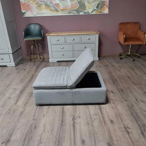 Large gray fabric stool with storage function new