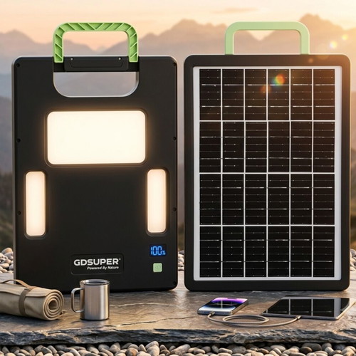 Solar Power Station 10,000mAh 15W with LED Light and USB Type-C