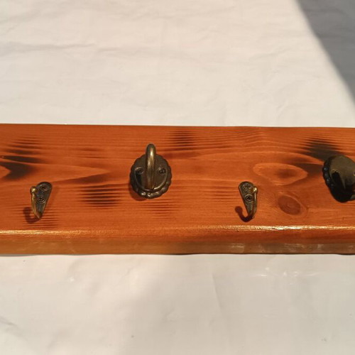 Handmade wooden coat rack 60cm with 9 hooks for home and halls
