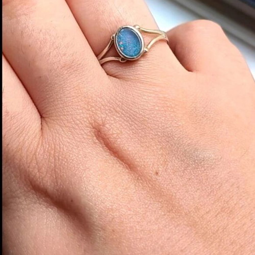 Silver ring 925 with natural blue opal stone like new