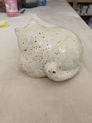 Ceramic cat handmade used figurine